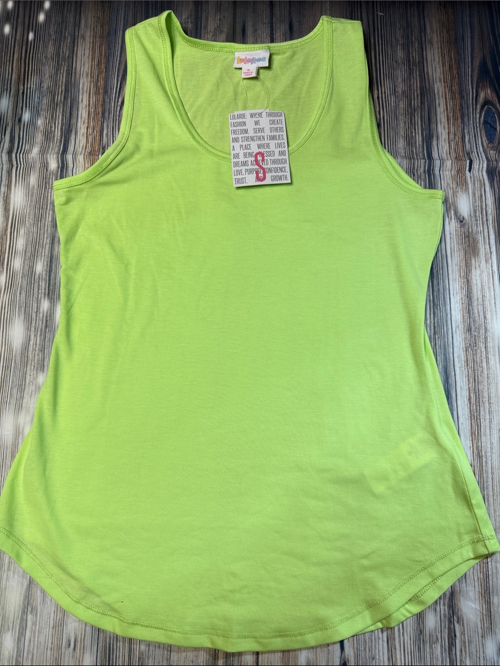 LuLaRoe Neon Lime Tank Top Size Small